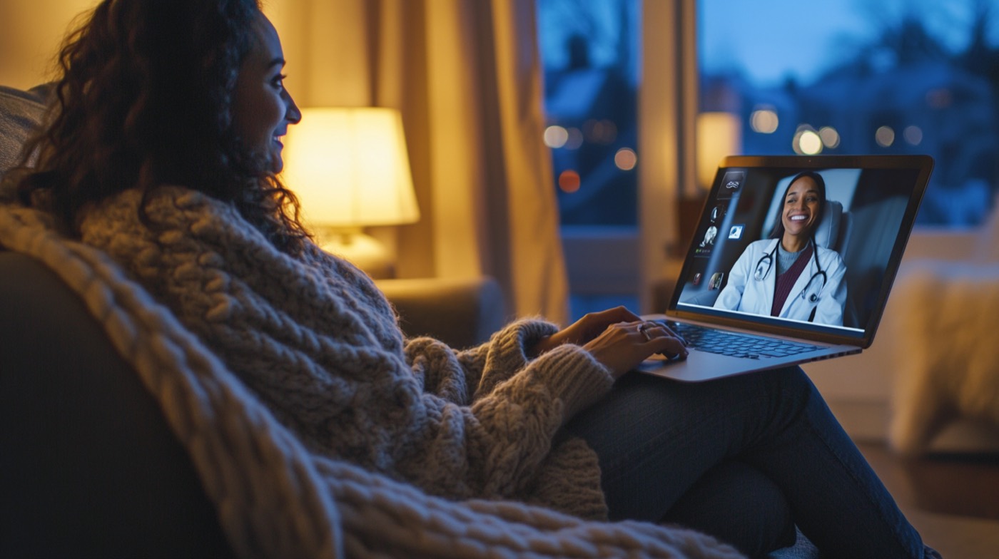 Virtual doctor consultation on a video call
