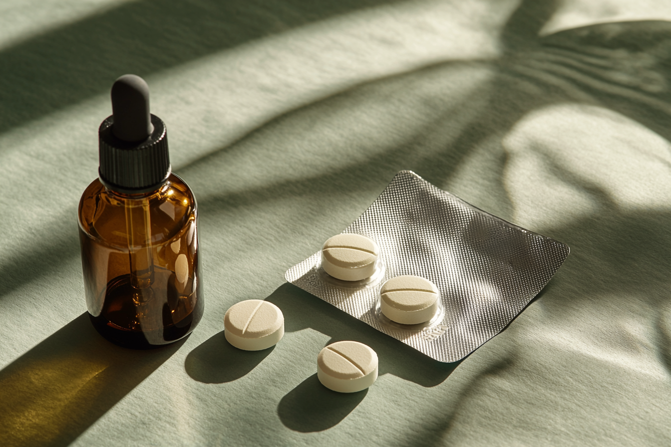 Topical treatment dropper and oral tablets for hair loss